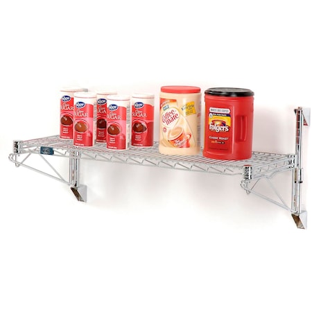 Nexel Chrome Wall Mount Wire Shelving 30inW x 14inD x 14inH 1, Shelf Starter B1136993